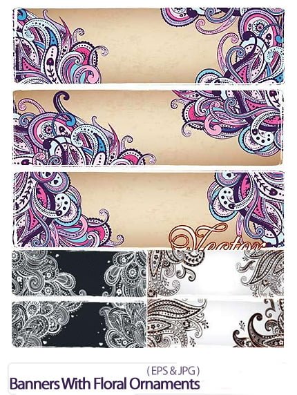 Banners With Floral Ornaments 02