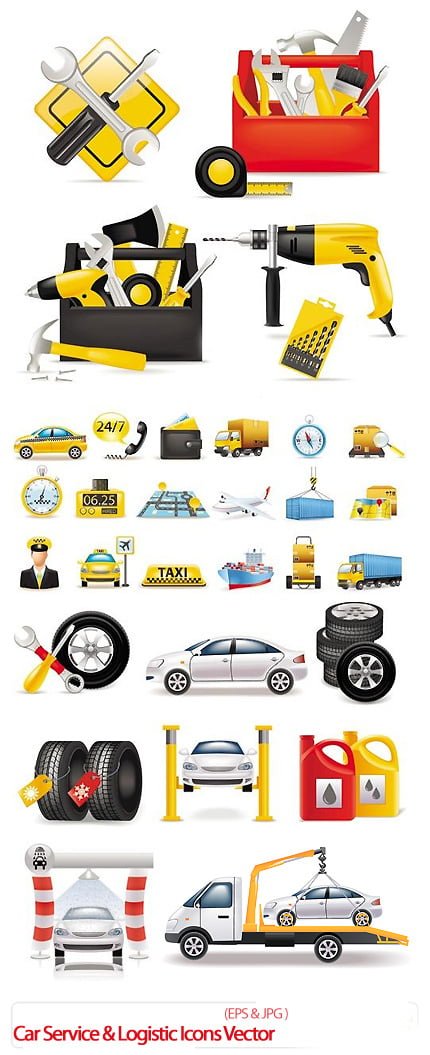 Car Service Logistic Icons Vector
