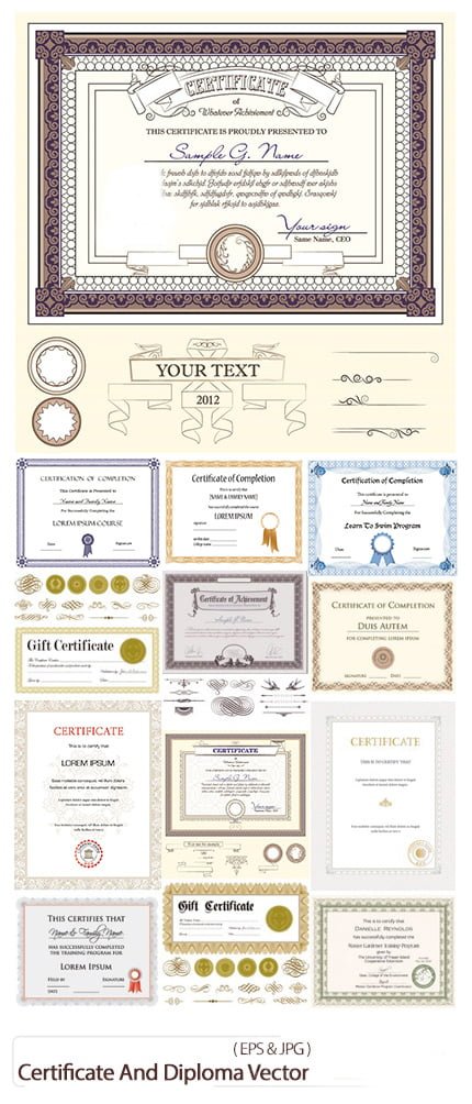 Certificate And Diploma Vector Collection