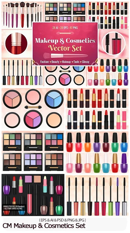 CM Makeup And Cosmetics Vector Set