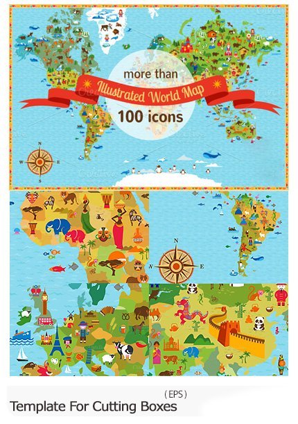 CM World Map With More Than 100 Icons
