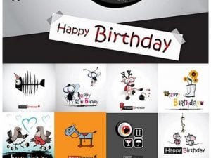 Different Vector Gift Cards With Funny Cartoon Animals