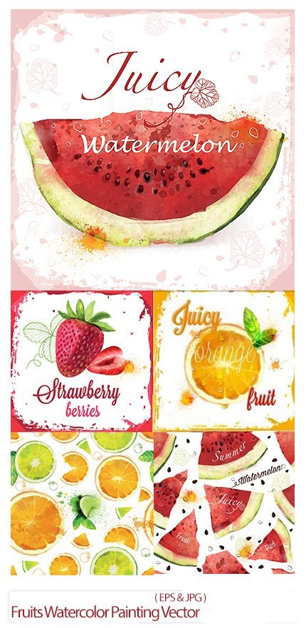 Fruits Watercolor Painting Vector