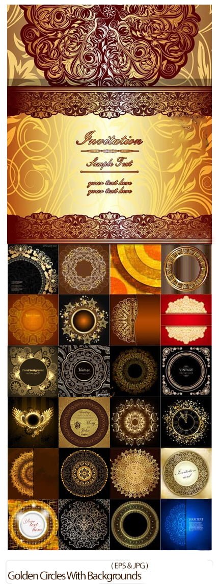 Golden Circles With Vintage Ornament Backgrounds