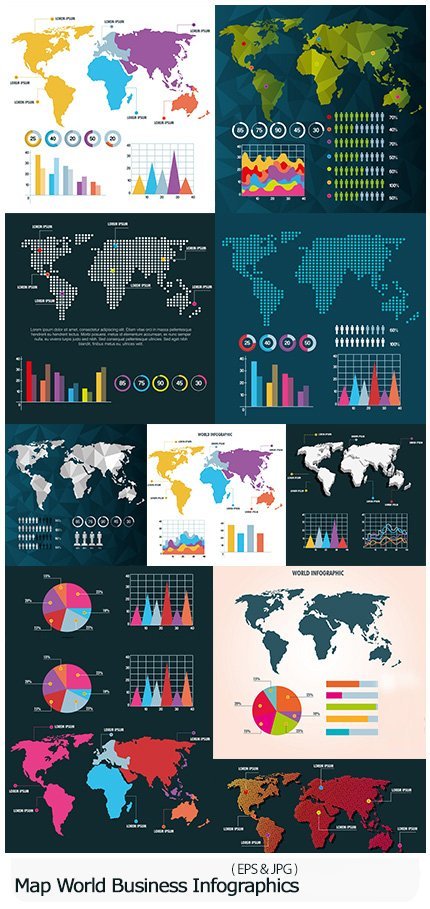 Map World Business Infographics Elements Collection