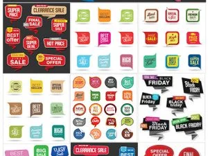 Modern Origami Sale Stickers And Vector Tags Colorful Collection