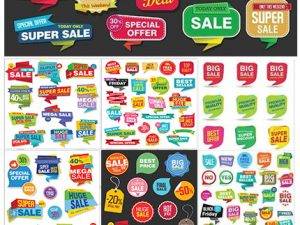 Modern Sale Stickers And Tags Colorful Vector Collection