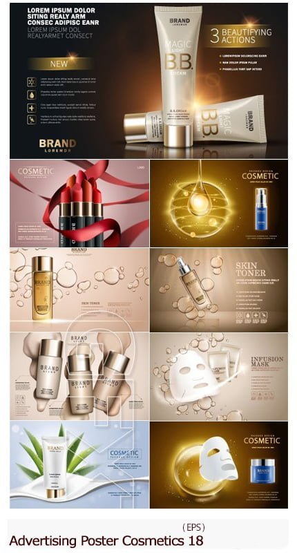 Advertising Poster Concept Cosmetics Vector 18