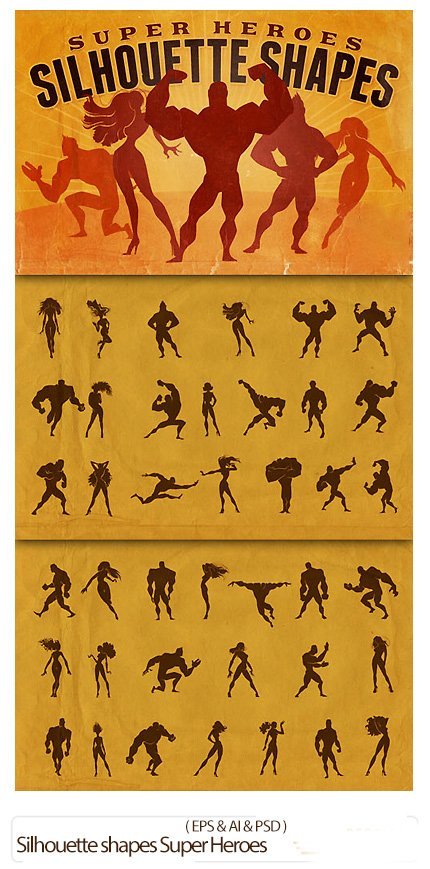 Silhouette shapes Super Heroes