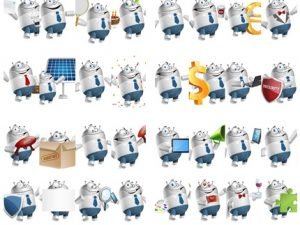ToonCharacters Robot Businessman Cartoon Character Set