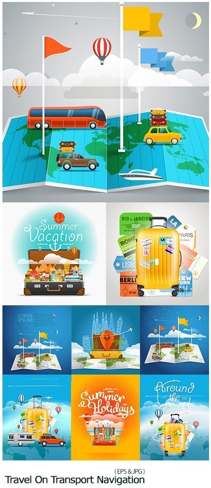 Travel On Transport Navigation And Baggage Illustration