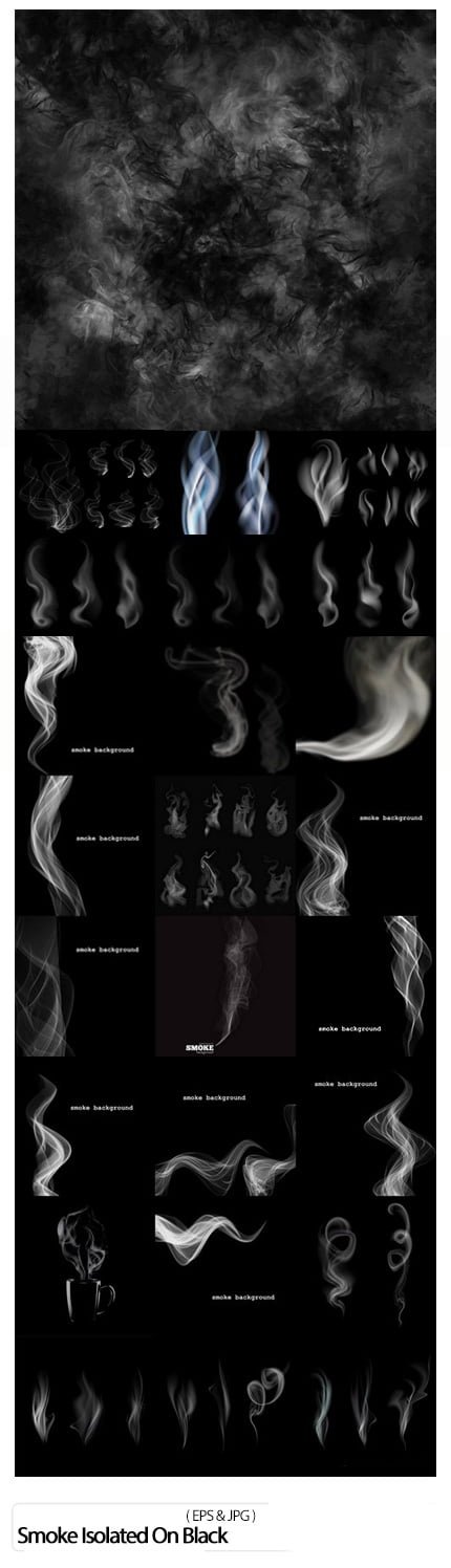 Vector Smoke Isolated On Black From Stock