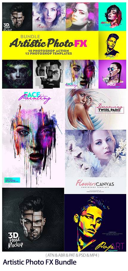 ARTISTIC PHOTO FX BUNDLE WITH 25 PS ACTIONS AND TEMPLATES