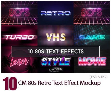 CM 80s Retro Text Effect Mockup psd