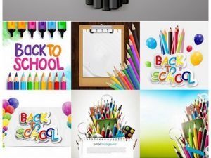 Collection Of Back To School Pencil Pen Line Flyer Banner