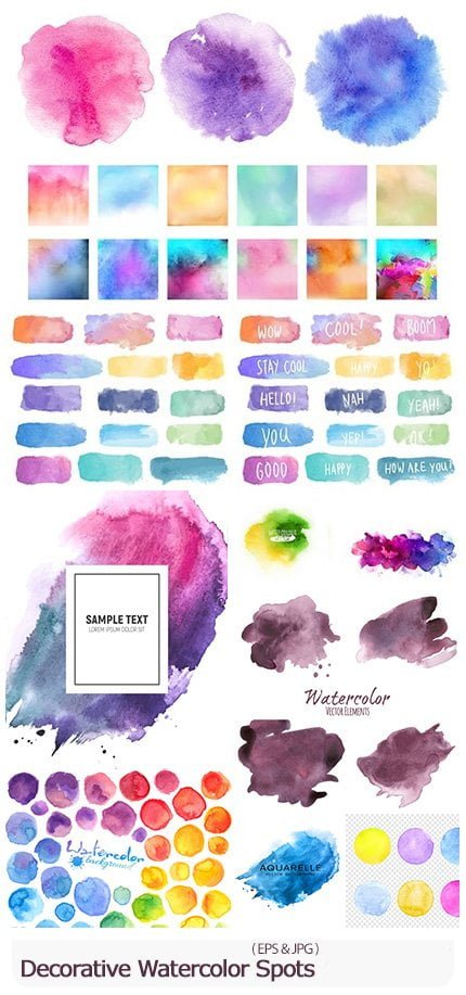 Decorative Watercolor Multi-Colored Spots Of Color