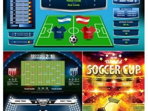 Football Match Scoreboards And World Soccer Cup 2018 PSD Flyer Template