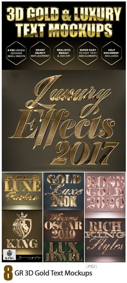 Graphicriver 3D Gold Text Mockups psd