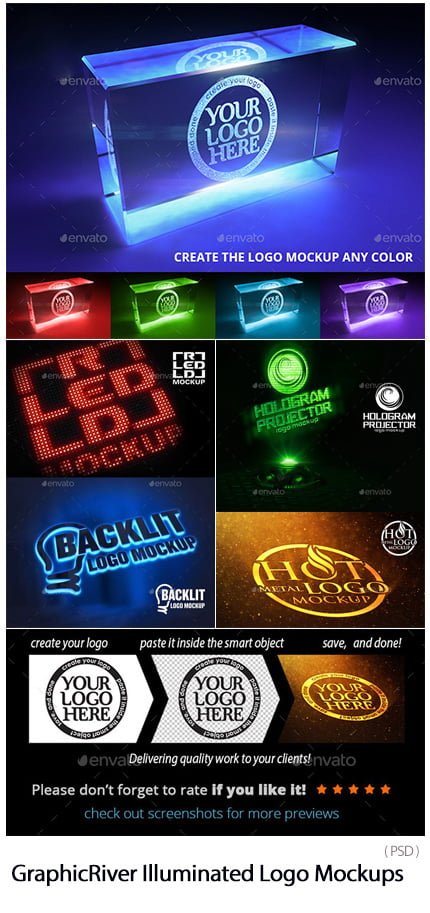 GraphicRiver Illuminated Logo Mockups psd
