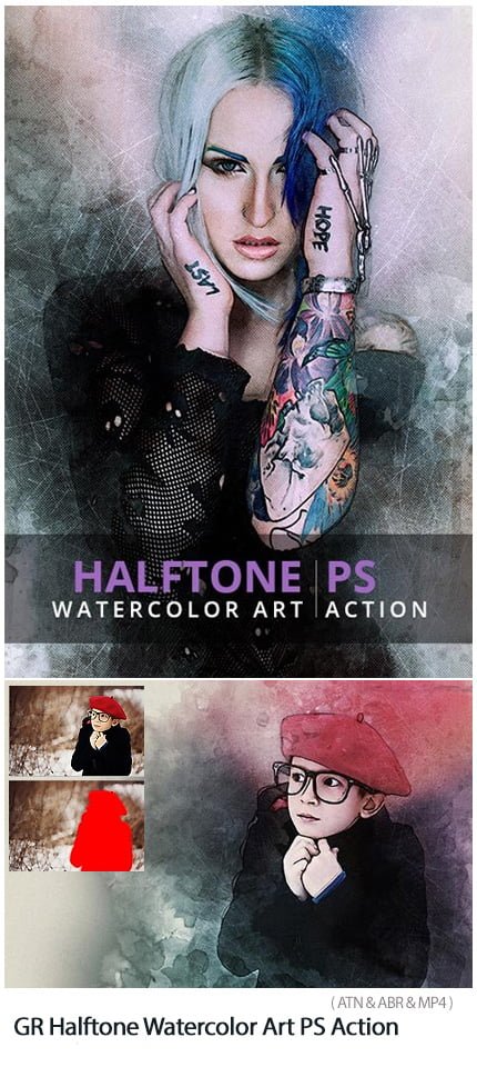 Halftone Watercolor Art PS Action