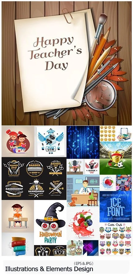 Modern Big Collection Illustrations And Elements Design 04