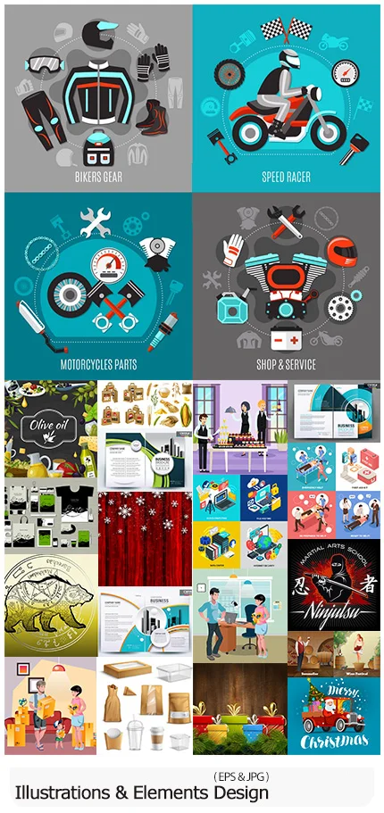 Modern Big Collection Illustrations And Elements Design 08