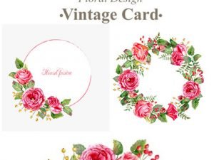 Vintage Cards With Flowers Vector
