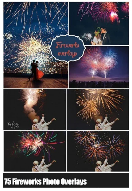 75 Fireworks Photo Overlays