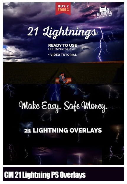 CM 21 Lightning Photoshop Overlays