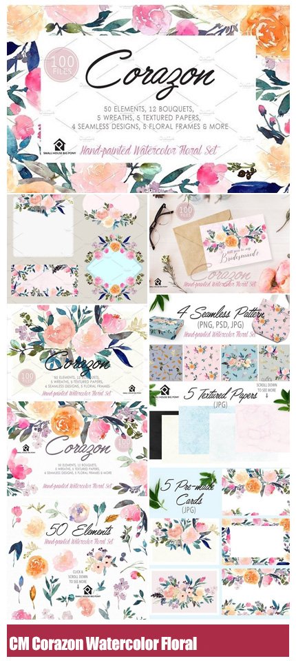 CM Corazon Watercolor Floral Set