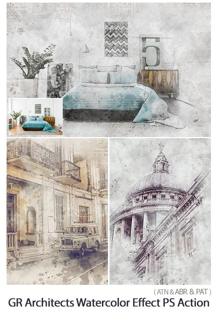 Architects Watercolor Effect Photoshop Action