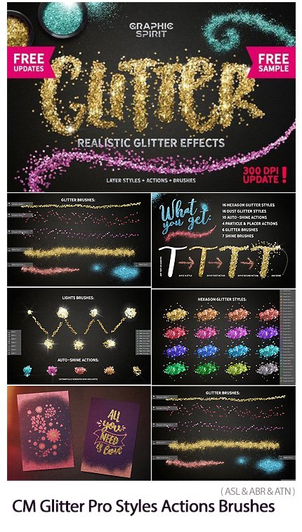 CM Glitter Pro Styles Actions Brushes