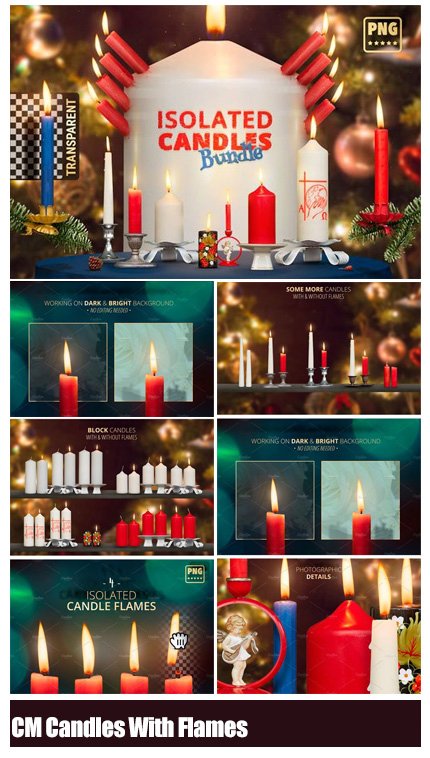 CM Isolated Candles Bundle With Flames
