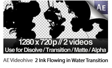 2 Ink Flowing in Water Transition Matte Mask Motion Graphic Templates