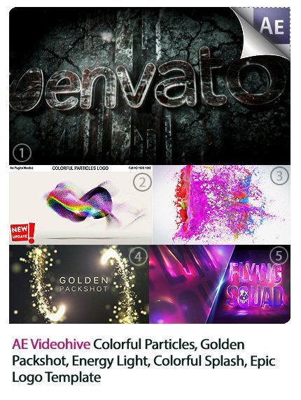 Colorful Particles Golden Packshot Energy Light Colorful Splash Epic Logo AE Templates