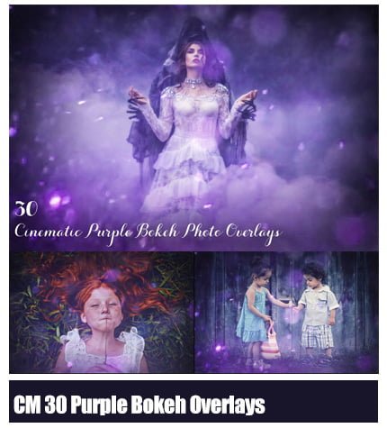 CreativeMarket 30 Cinematic Purple Bokeh Overlays