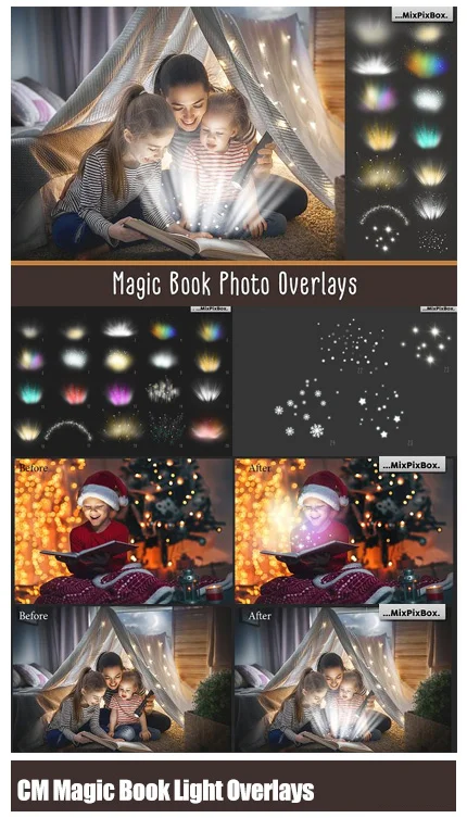 CreativeMarket Magic Book Light Photo Overlays