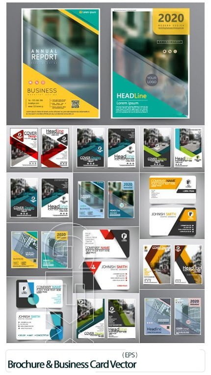 Flyer Cover Brochure And Business Card Vector