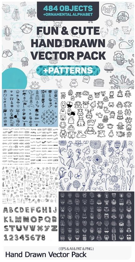 Fun And Cute Hand Drawn Vector Pack