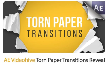 Torn Paper Transitions Reveal Pack AE Templates