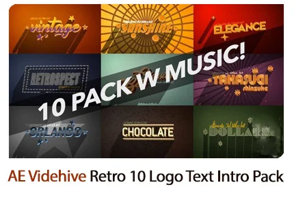 4K Vintage Retro 10 Logo Text Intro Pack