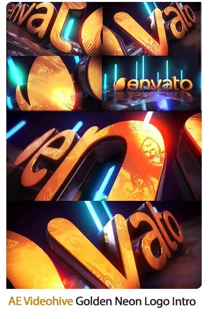 Golden Neon Logo Intro After Effects Templates
