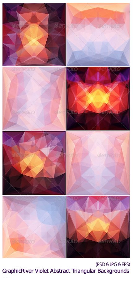 GraphicRiver Violet Abstract Triangular Backgrounds Set