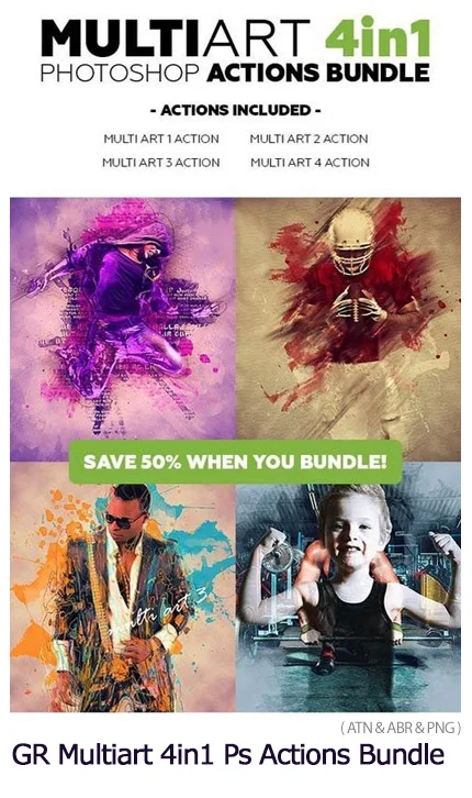 Multiart 4in1 Photoshop Actions Bundle