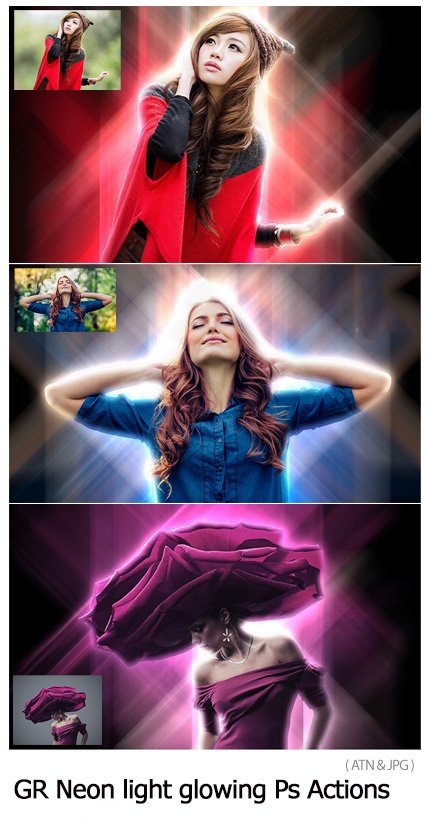 Neon light glowing Effect Photoshop Actions