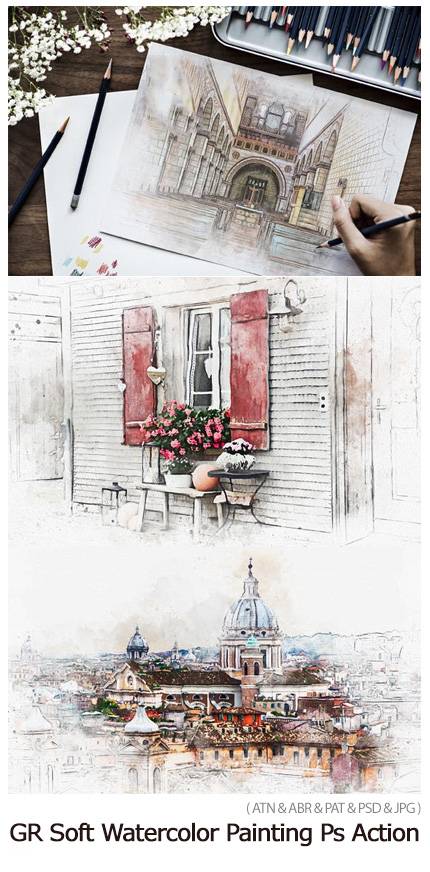 Soft Watercolor Painting Photoshop Action