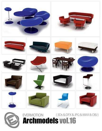 Archmodels Vol.16-100 Models Of Modern Furniture like Chairs Tables Sofas Armchairs
