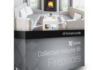 CGAxis Models Volume 45 3D Fireplaces Render Scene