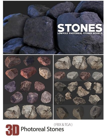 photoreal stones 3d