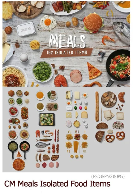 CreativeMarket Meals Isolated Food Items